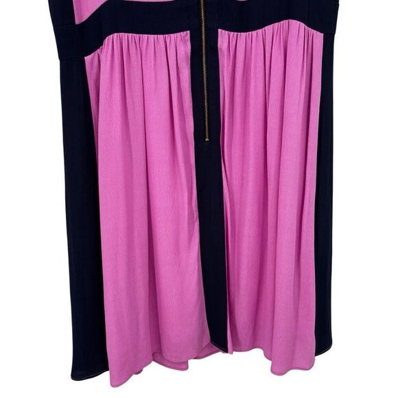 LILLY PULITZER Irene Pink/Navy Trim Crepe Scoop Neck Tank Dress - Picture 9 of 11